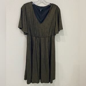 Torrid dress , knee length size 00 black‎ gold metallic 
Loose fit